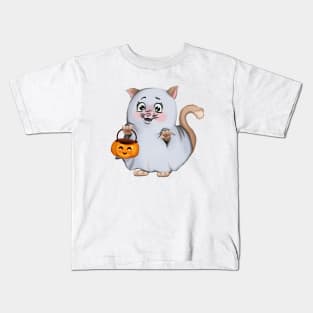 cute little kitten ghost Kids T-Shirt